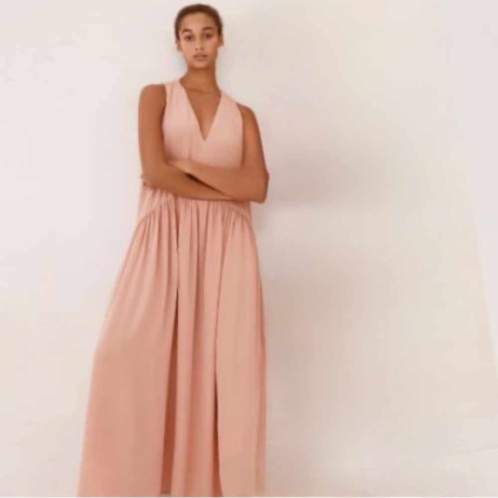 Eileen Fisher Silk Crepe De Chine Drop Waist Dress Sz S